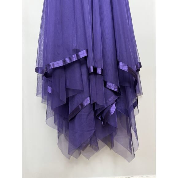 Vintage Y2K Asymmetrical Tulle Satin Trim Dress Womens 7/8 Fairy Whimsigoth HOCO - Picture 5 of 16